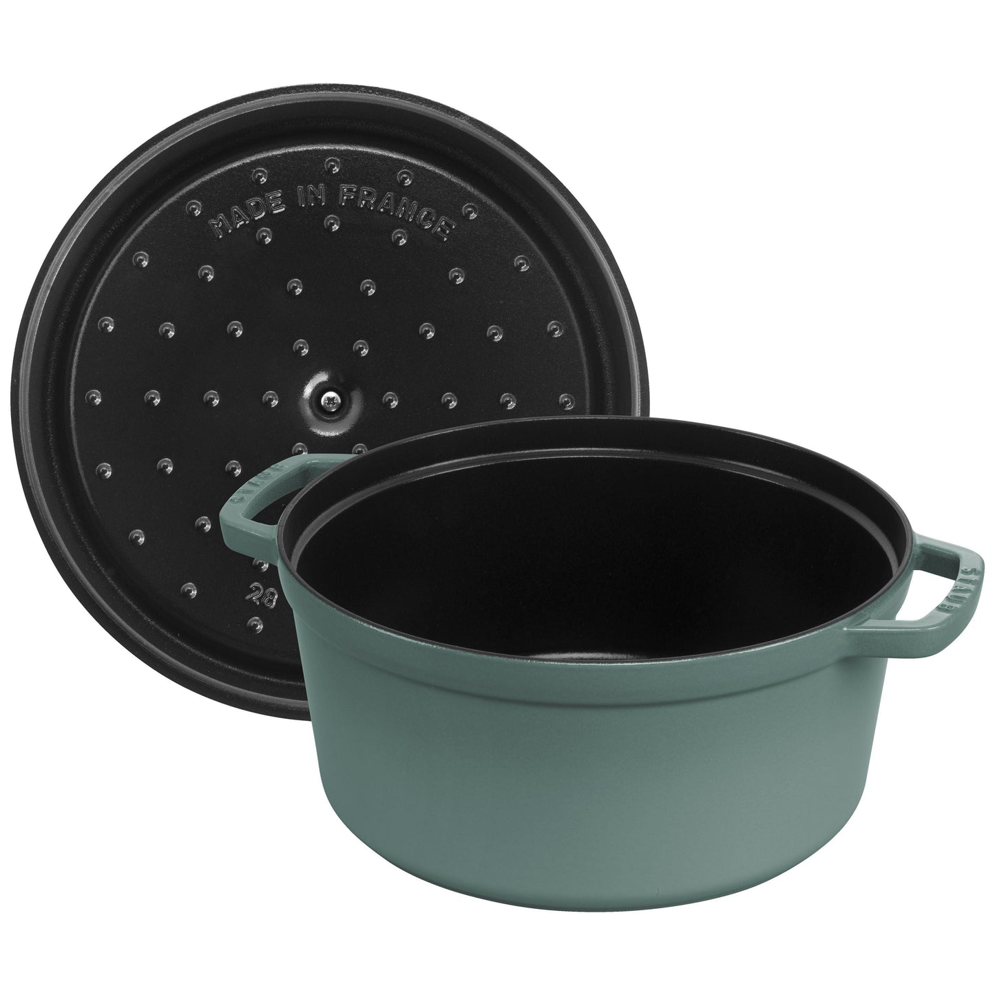 STAUB La Cocotte 6.75 L Cast Iron Round Cocotte, Eucalyptus