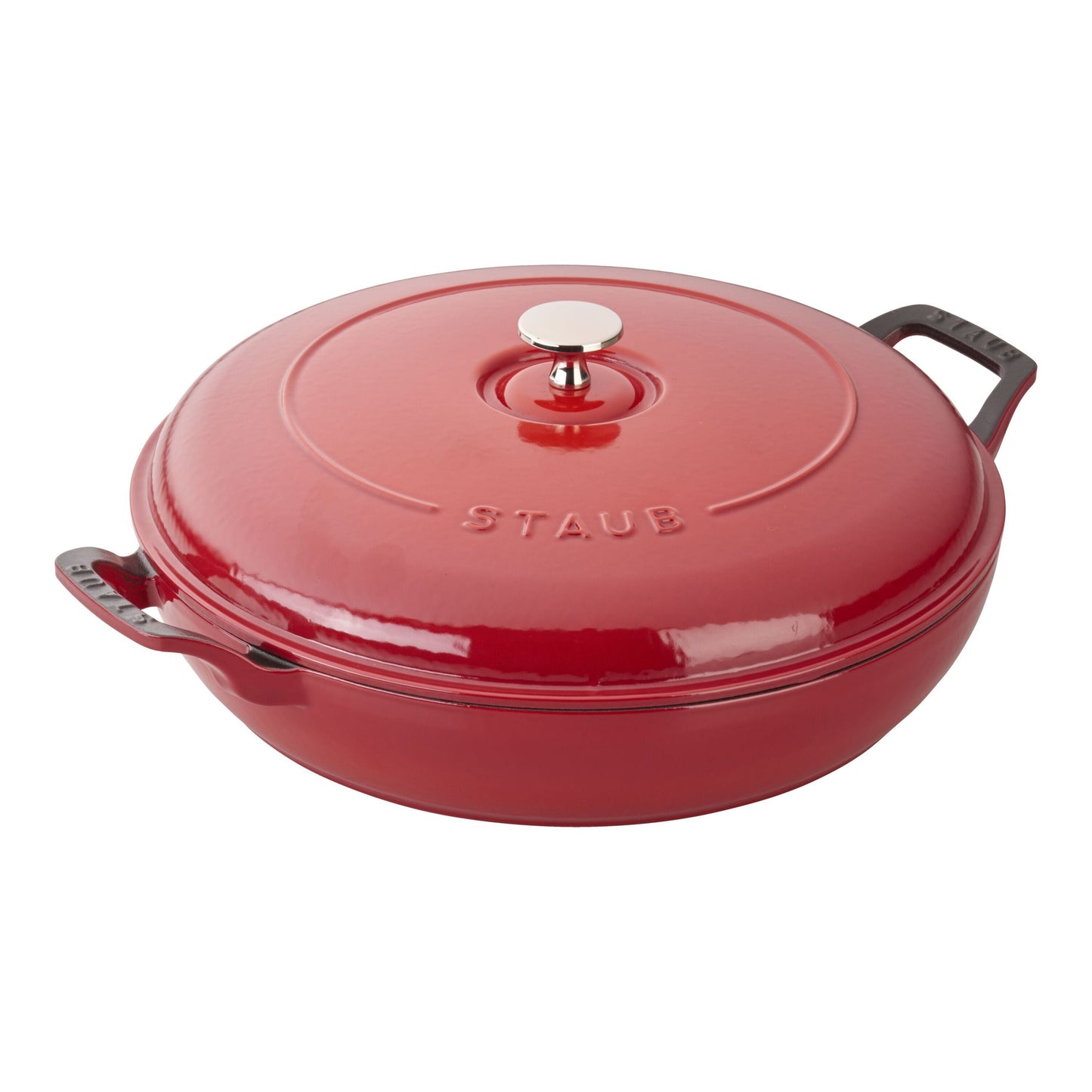 Staub Braisers 3.5 L Cast Iron Round Saute Pan, Cherry