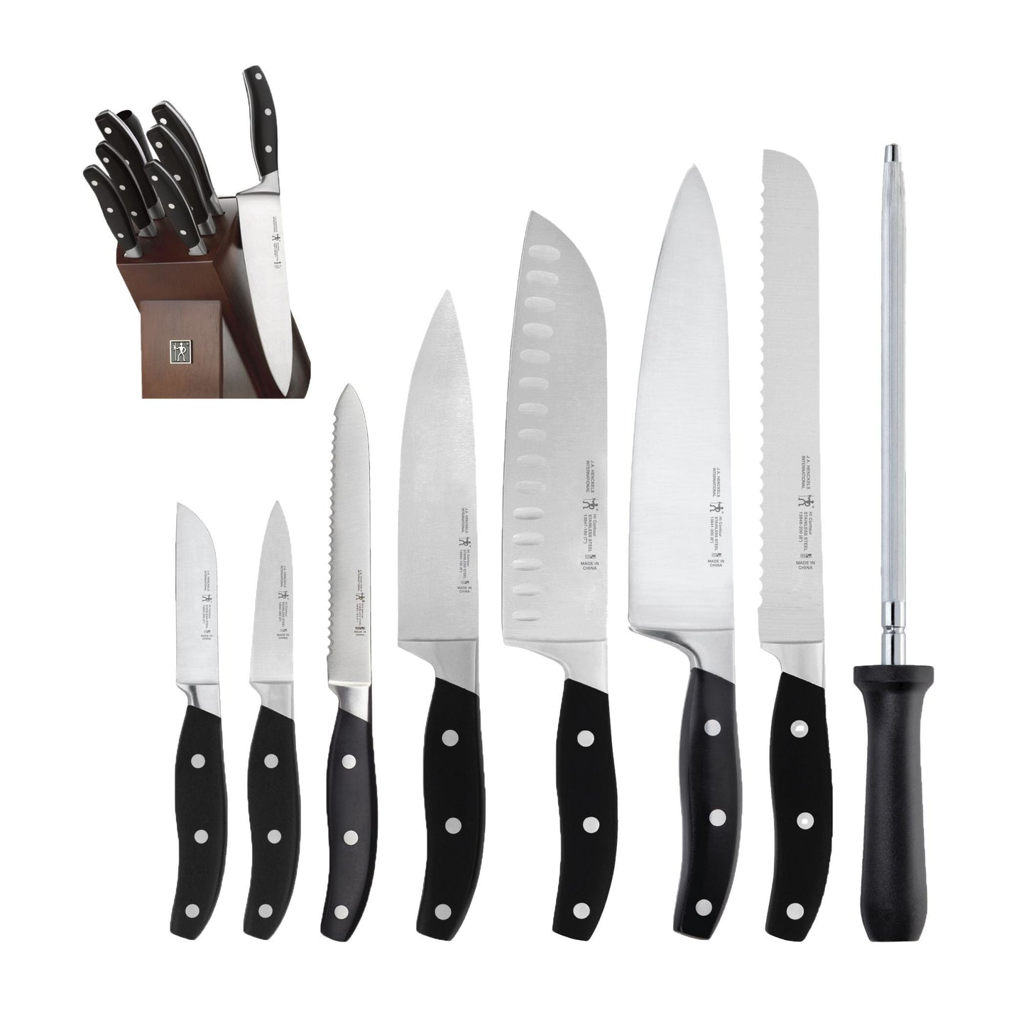 HENCKELS Contour 9 Piece Knife Block Set, Black