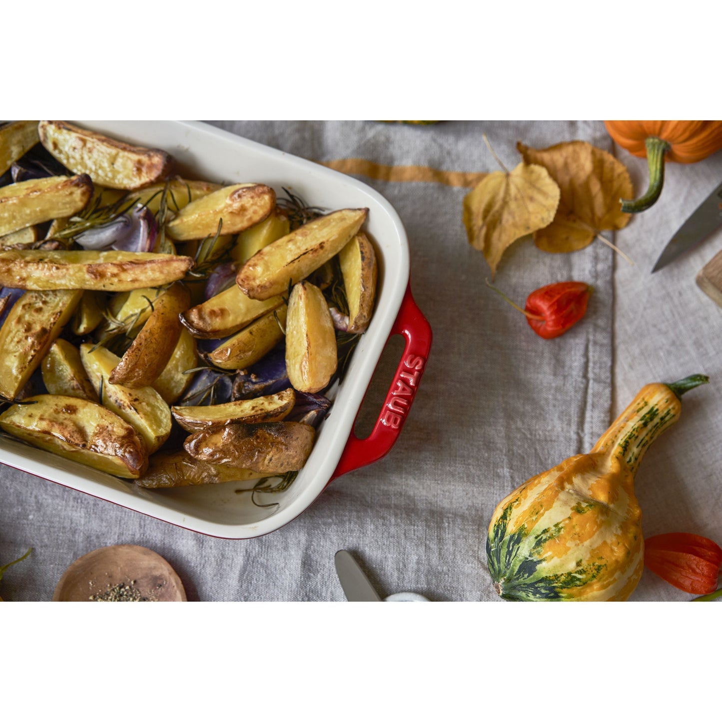 STAUB Ceramique Rectangular Baking Dish Set Cherry 2 Piece