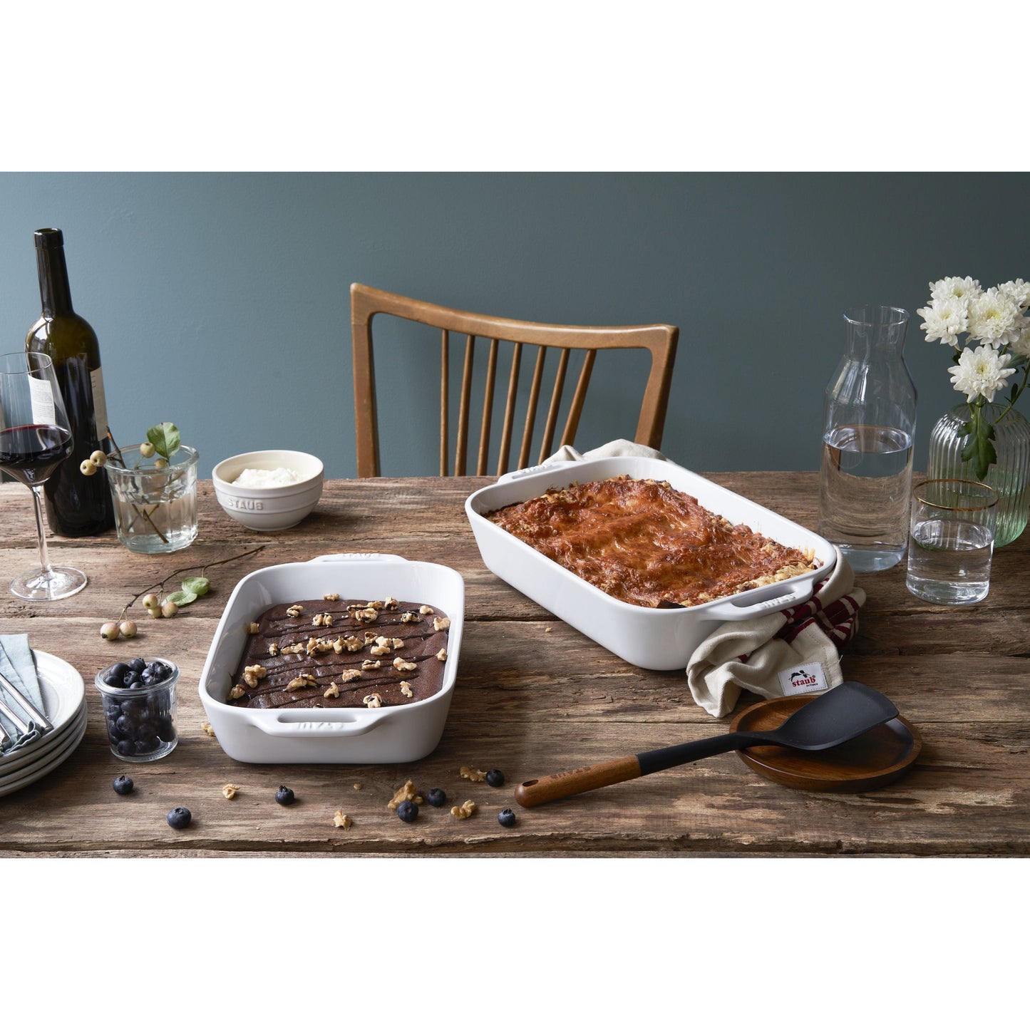 STAUB Ceramique Rectangular Baking Dish Set White 2 Piece