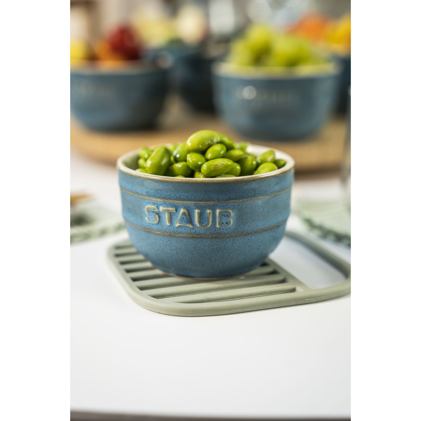 STAUB Ceramique 2 Piece Ceramic Round Ramekin Set, Ancient-Turquoise