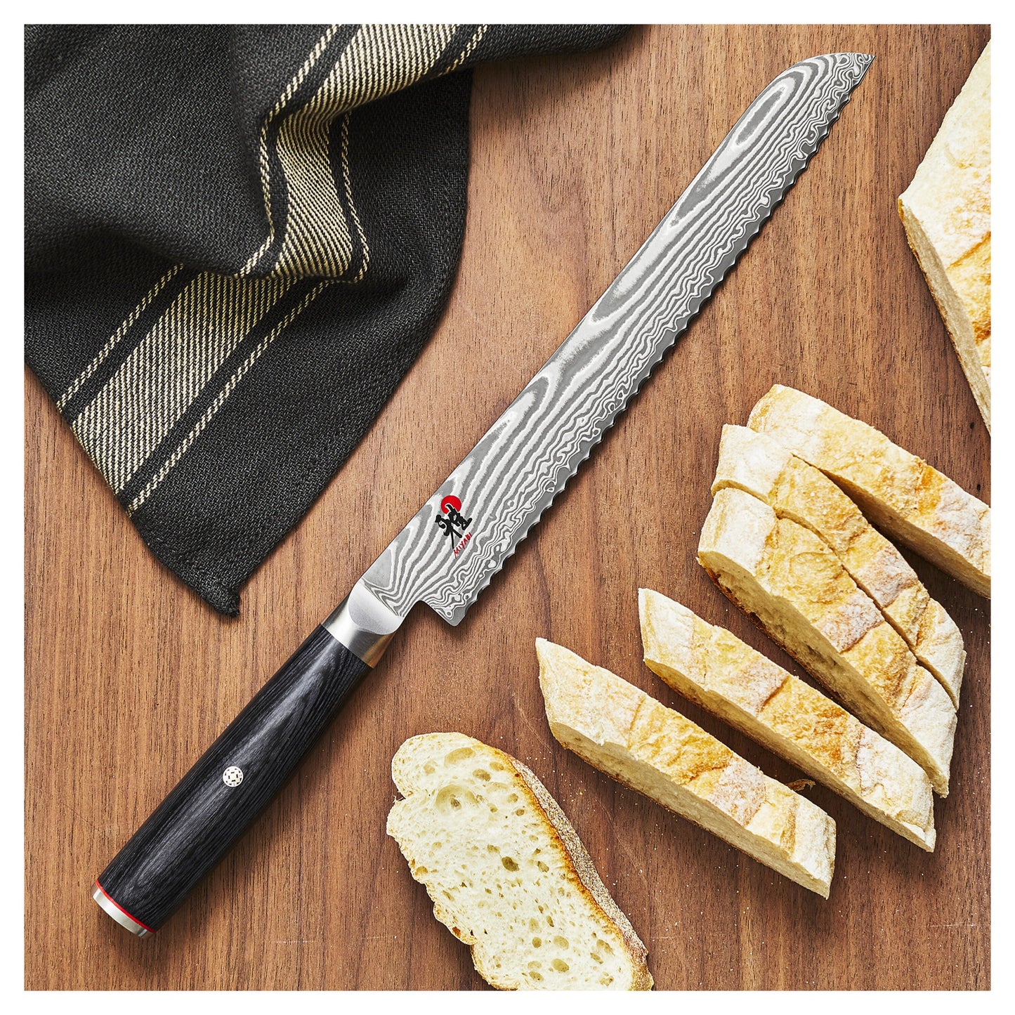 MIYABI 5000 FC-D 9.5 inch Bread Knife, Black