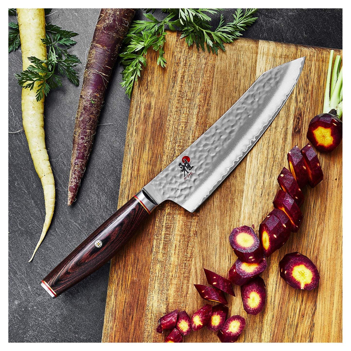 MIYABI 6000 MCT 7 inch Rocking Santoku, Brown