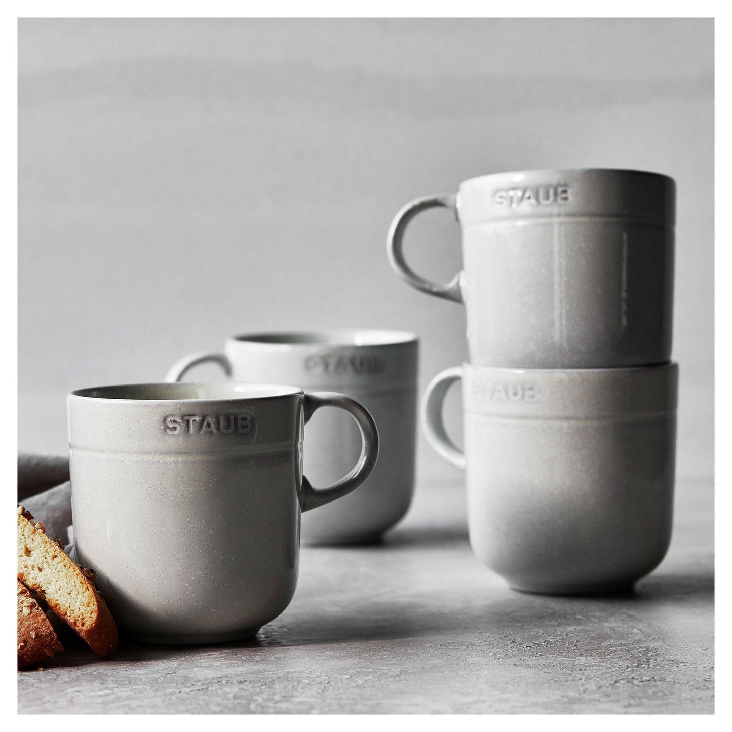 STAUB Dining Line Large Mug Set 470 Ml / 4 Piece, White Truffle