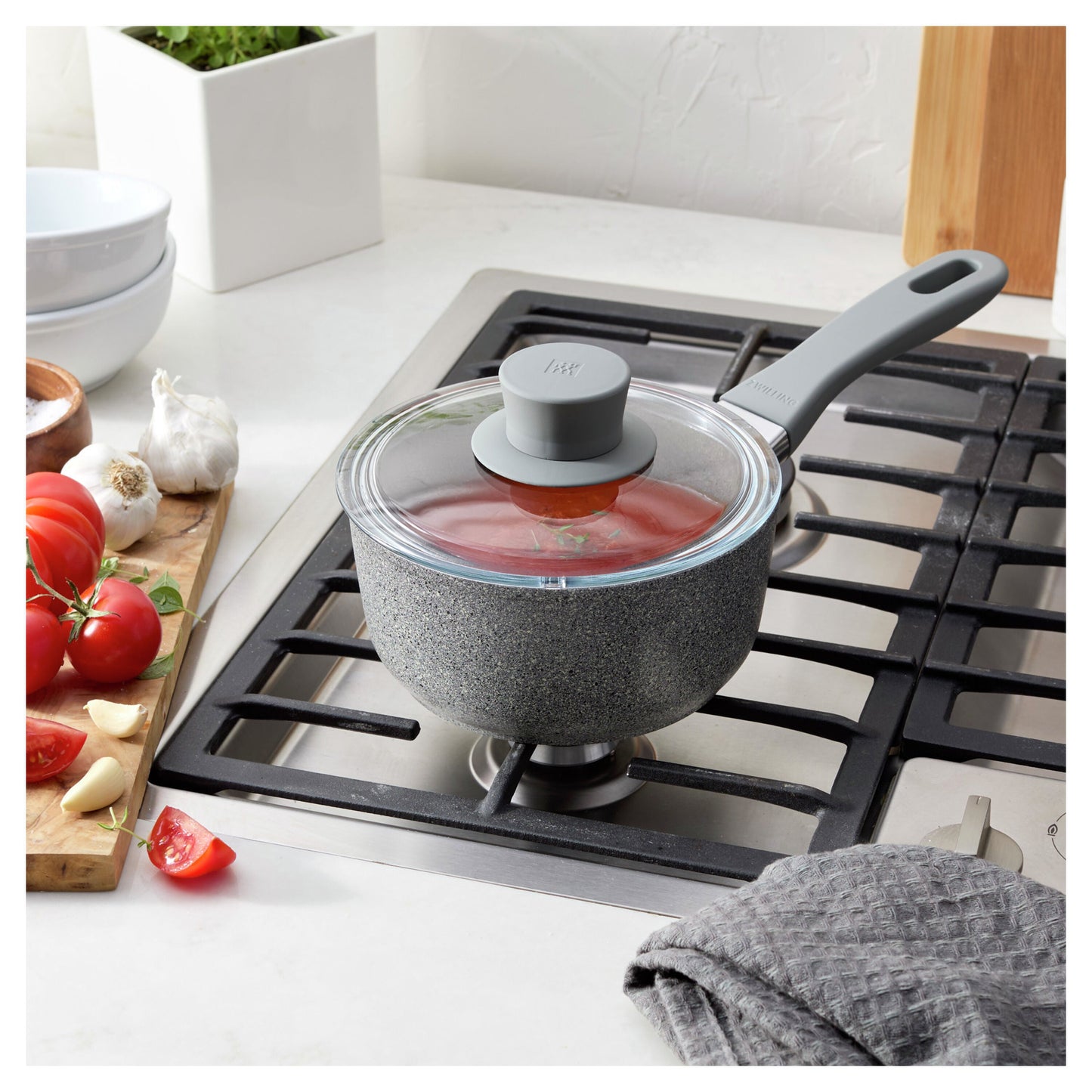 ZWILLING Parma Plus Aluminum Round Sauce Pan With Lid, Grey