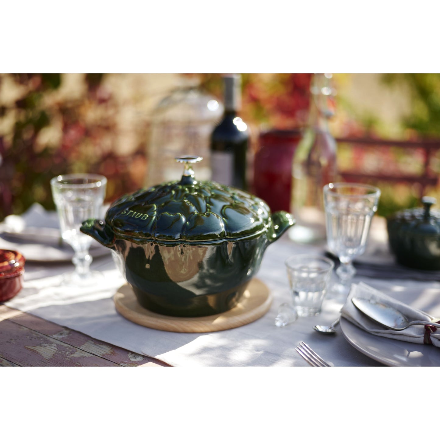 STAUB La Cocotte 3 L Cast Iron Artichoke Cocotte, Basil-Green