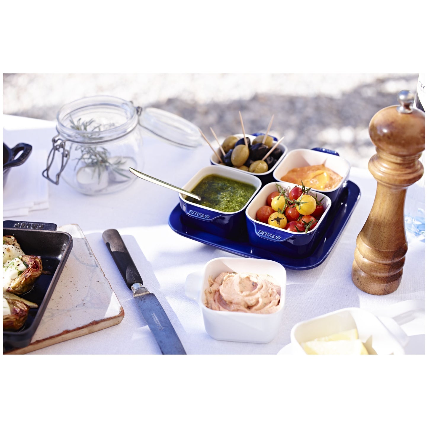 STAUB Ceramique 5 Piece Ceramic Appetiser Set, Dark-Blue