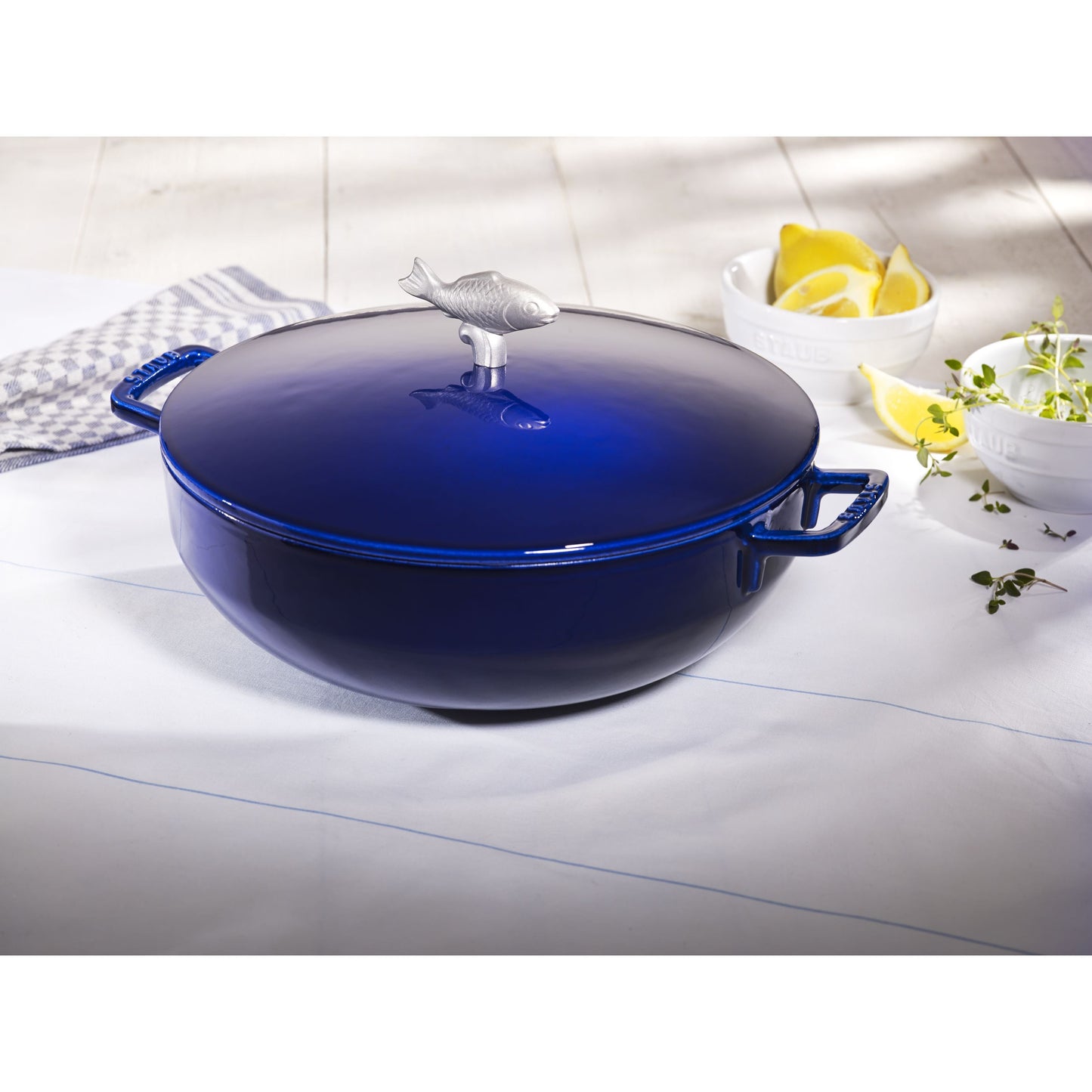 STAUB Specialities 4.75 L Cast Iron Round Bouillabaisse Pot, Dark-Blue