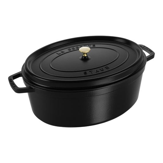 STAUB La Cocotte 6.75 L Cast Iron Oval Cocotte, Black