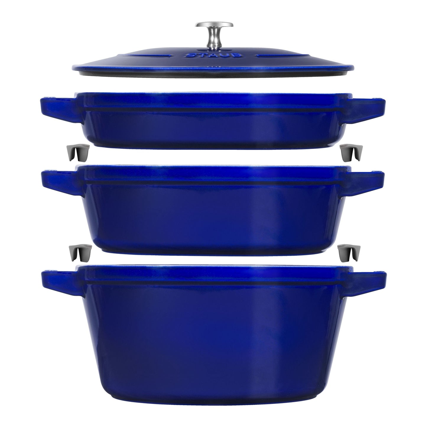 STAUB Stackable Set Stackable Set Large 4 Piece Cast Iron, Dark-Blue