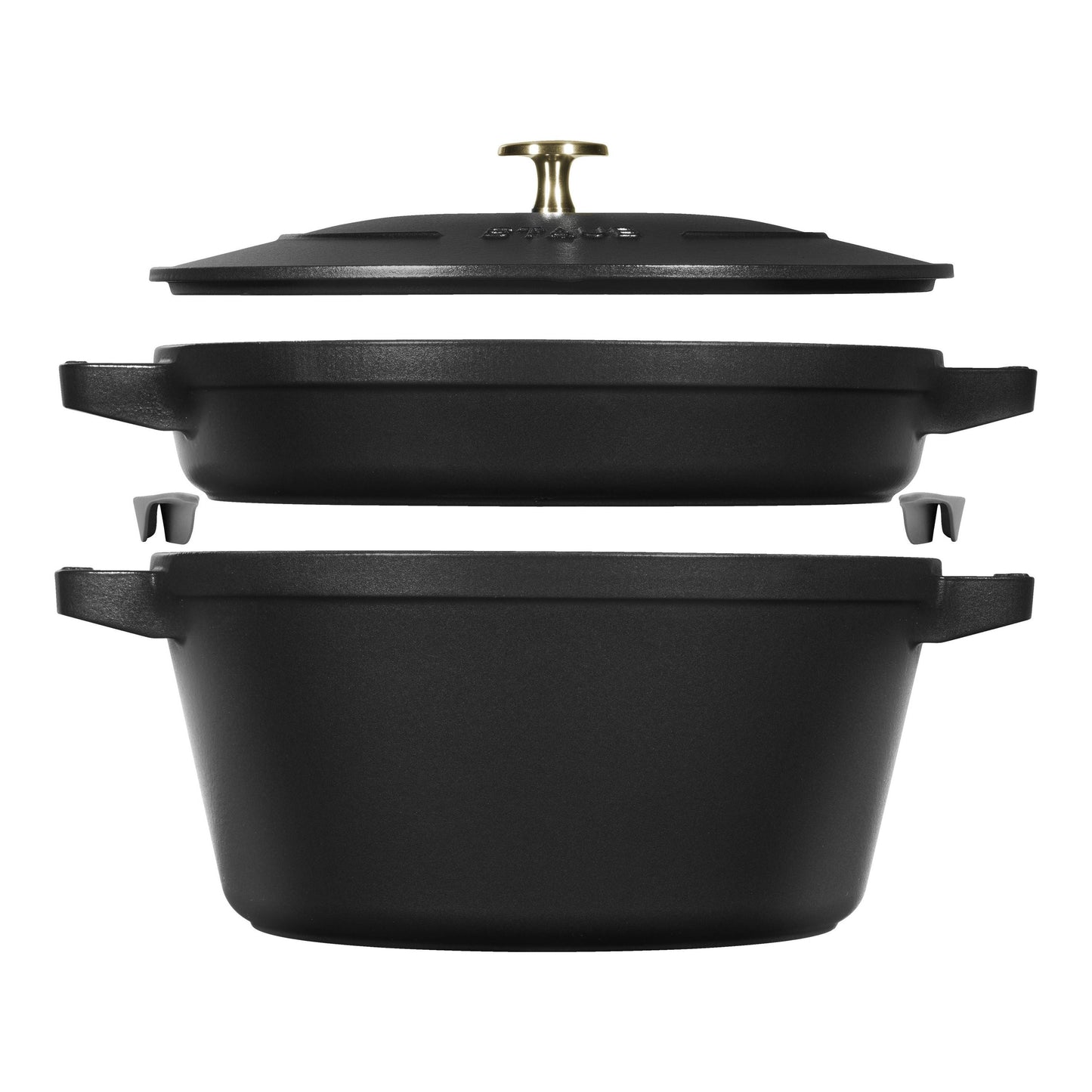 STAUB Stackable Set Stackable Set  3 Piece Cast Iron, Black