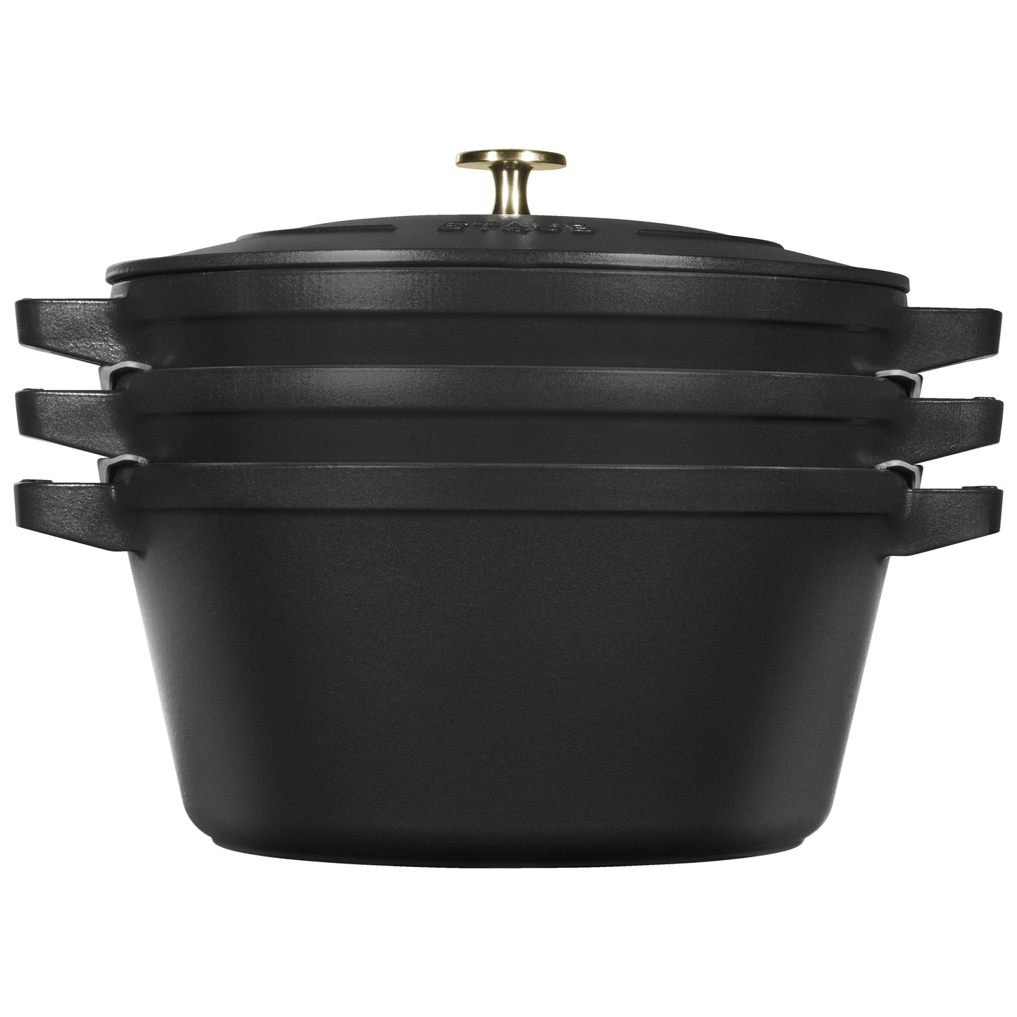 STAUB Stackable Set Stackable Set Large 4 Piece Cast Iron, Black