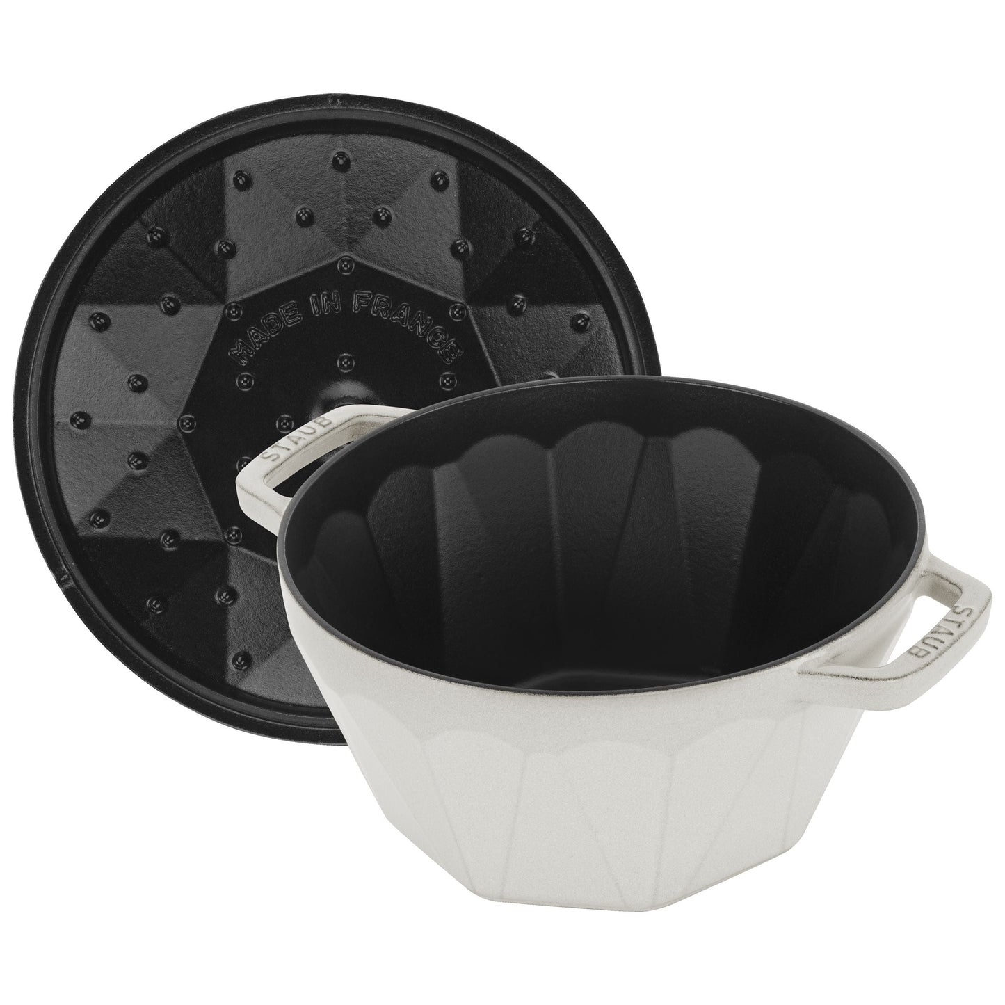 STAUB La Cocotte 2.8 L Cast Iron Diamond Cocotte, White Truffle