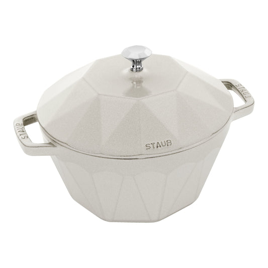 STAUB La Cocotte 2.8 L Cast Iron Diamond Cocotte, White Truffle