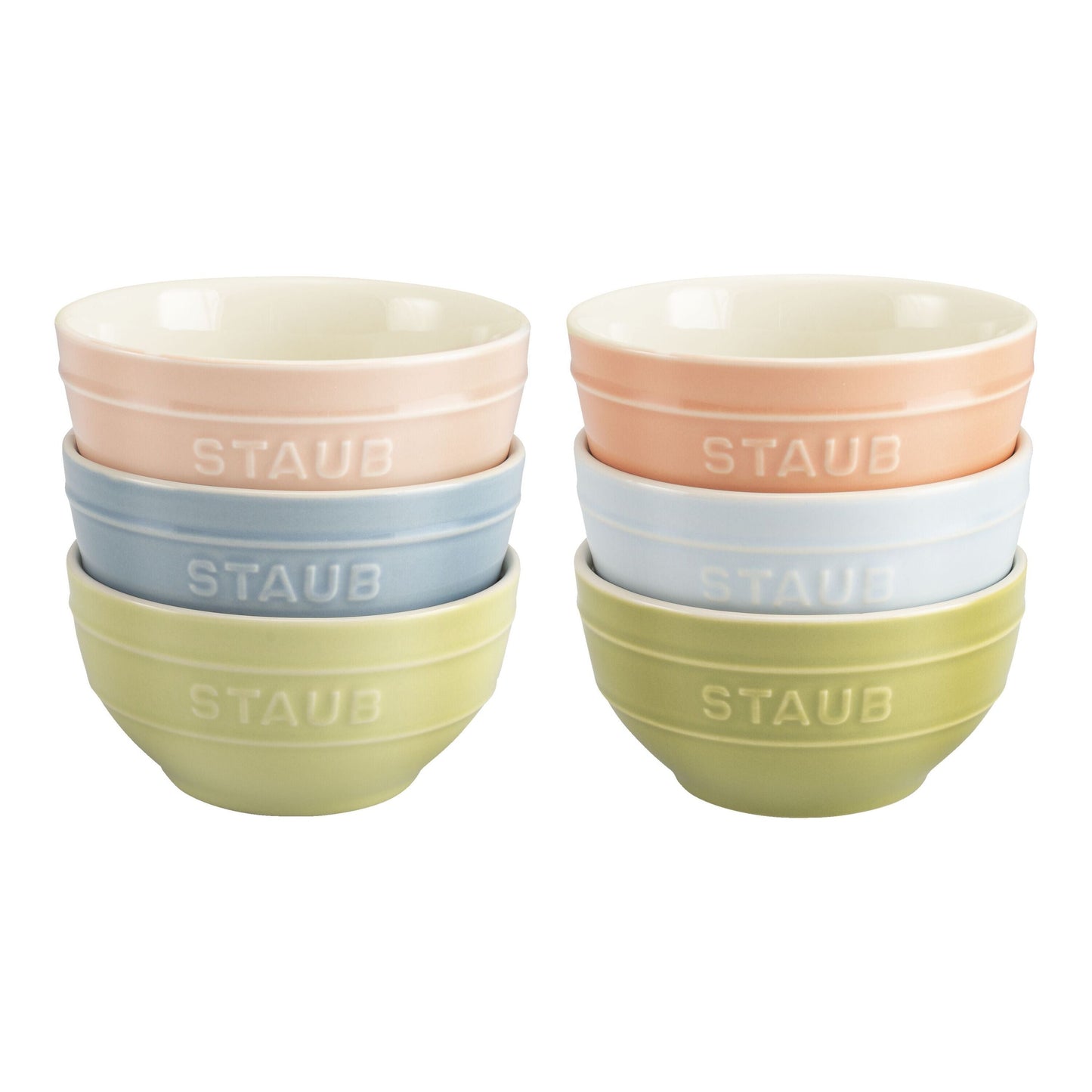STAUB Ceramique 12 Cm / 6 Piece Ceramic Bowl Set in Macaron Colours, Mixed Colours