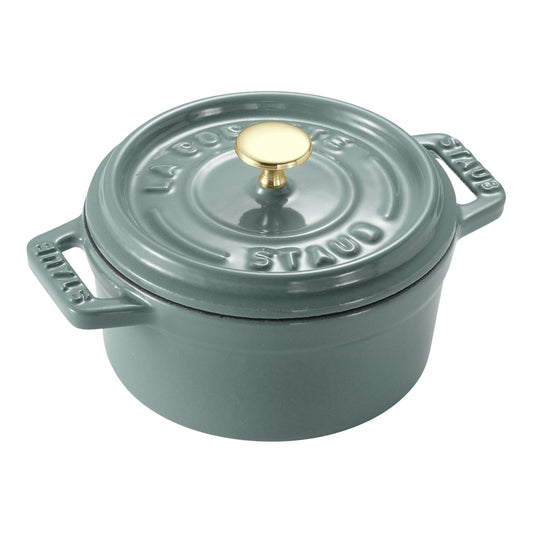 STAUB La Cocotte 250 ML Cast Iron Round Mini Cocotte, Eucalyptus