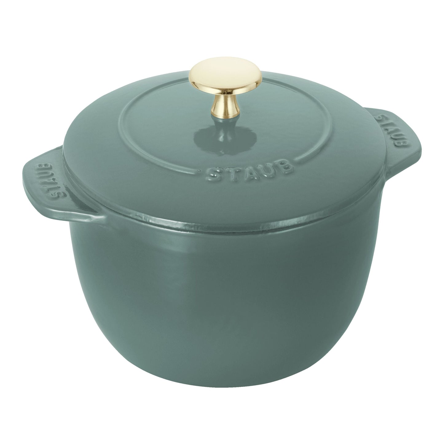 STAUB La Cocotte 1.75 L Cast Iron Round Rice Cocotte, Eucalyptus