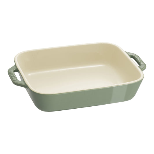 STAUB Ceramique 1 L Ceramic Rectangular Baking Dish, Eucalyptus