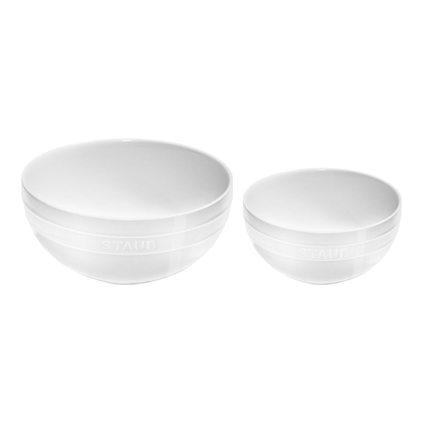 STAUB Ceramique 2 Piece Ceramic Large Mixing Bowl Set, White