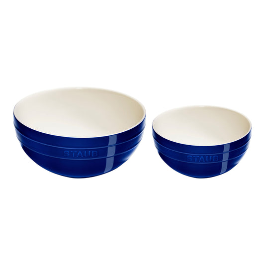 STAUB Ceramique 2 Piece Ceramic Bowl Set, Dark-Blue