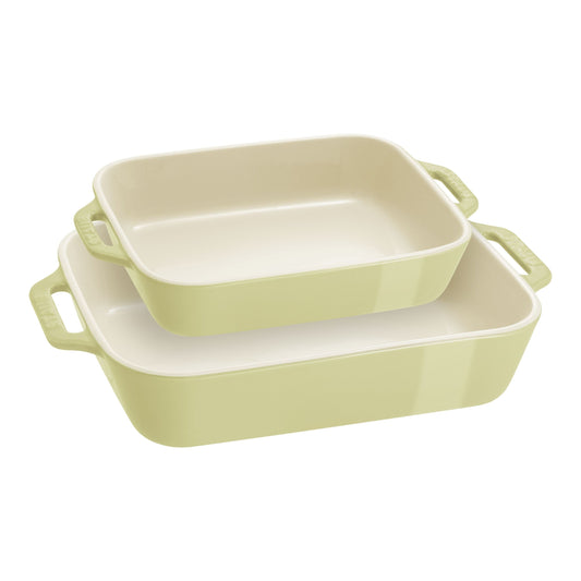 STAUB Ceramique Rectangular Baking Dish Set Light Green 2 Piece