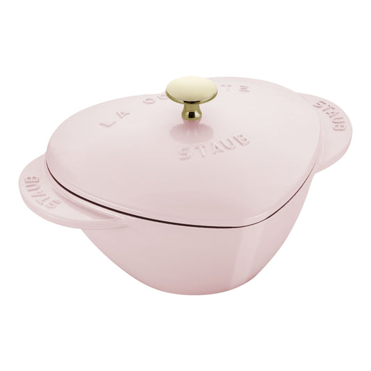 STAUB La Cocotte 1.75 L Cast Iron Heart Cocotte, Sorbet Rose