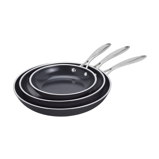 ZWILLING Forte Plus Fry Pan Set, 3 Piece, Aluminum, Ceramic Titanium