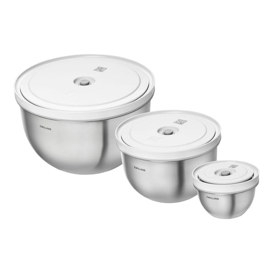 ZWILLING Fresh & Save BOWLS Vacuum Bowl Set S/M/L / 6 Piece Stainless Steel, Silver-White