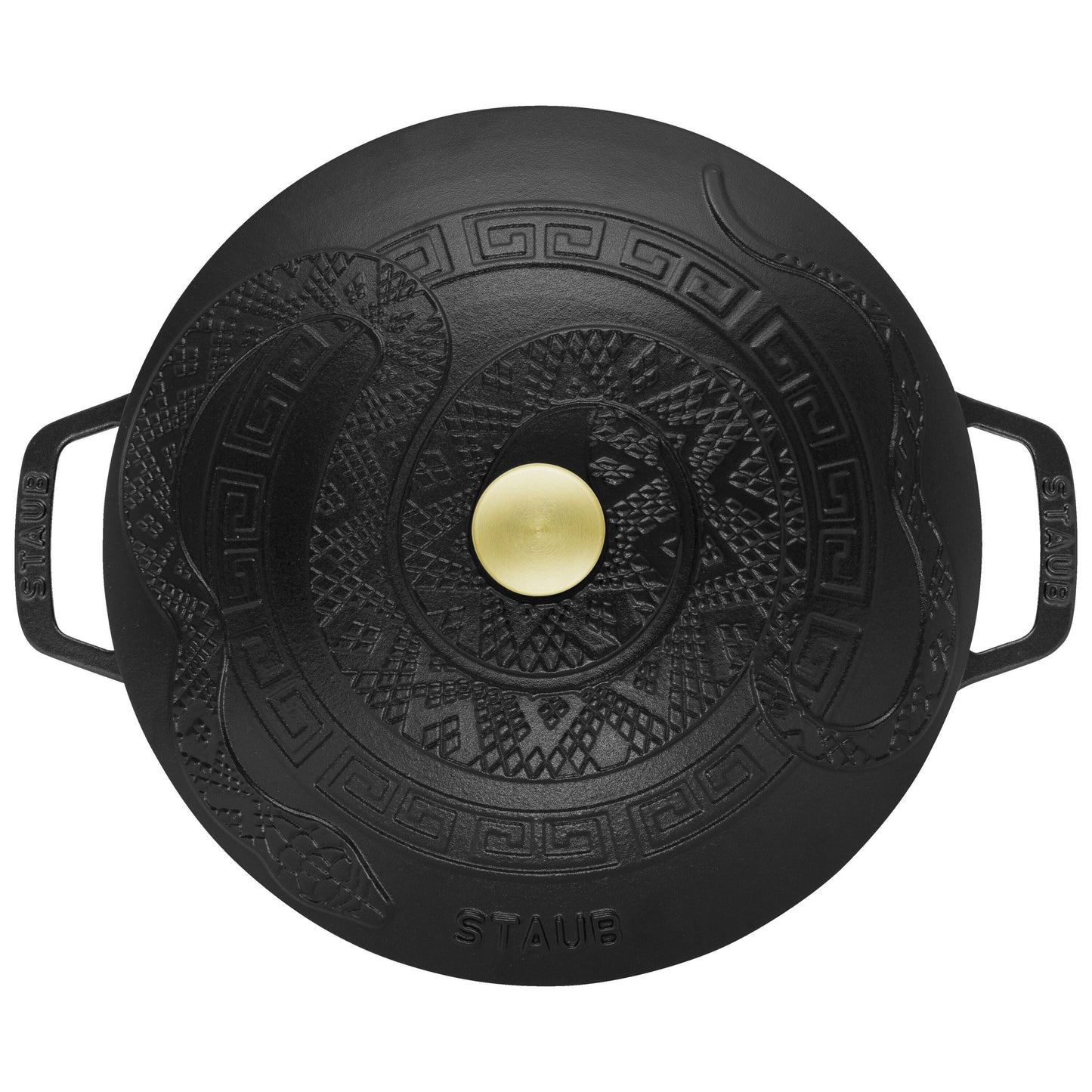 STAUB La Cocotte 4.8 L Cast Iron Round Essential French Oven With Snake Lid, Black