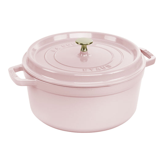 STAUB La Cocotte 5.25 L Cast Iron Round Cocotte, Sorbet Rose