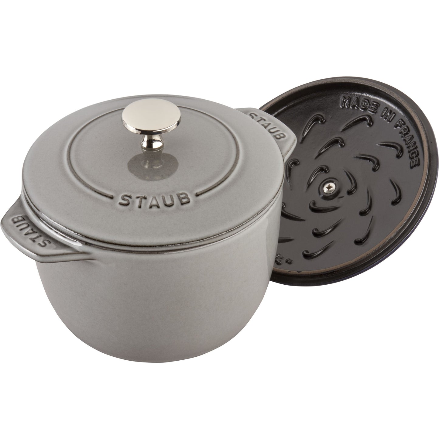 STAUB La Cocotte 1.75 L Cast Iron Round Rice Cocotte, Graphite-Grey