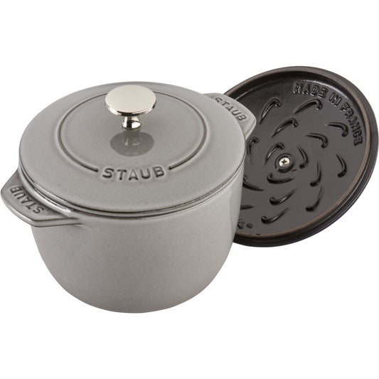 STAUB La Cocotte 1.75 L Cast Iron Round Rice Cocotte, Graphite-Grey