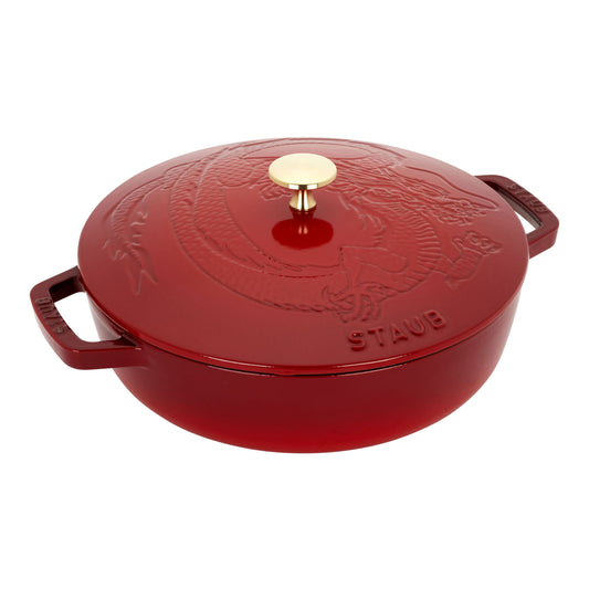 STAUB Braisers 2.5 L Cast Iron Round Saute Pan Chistera, Bordeaux