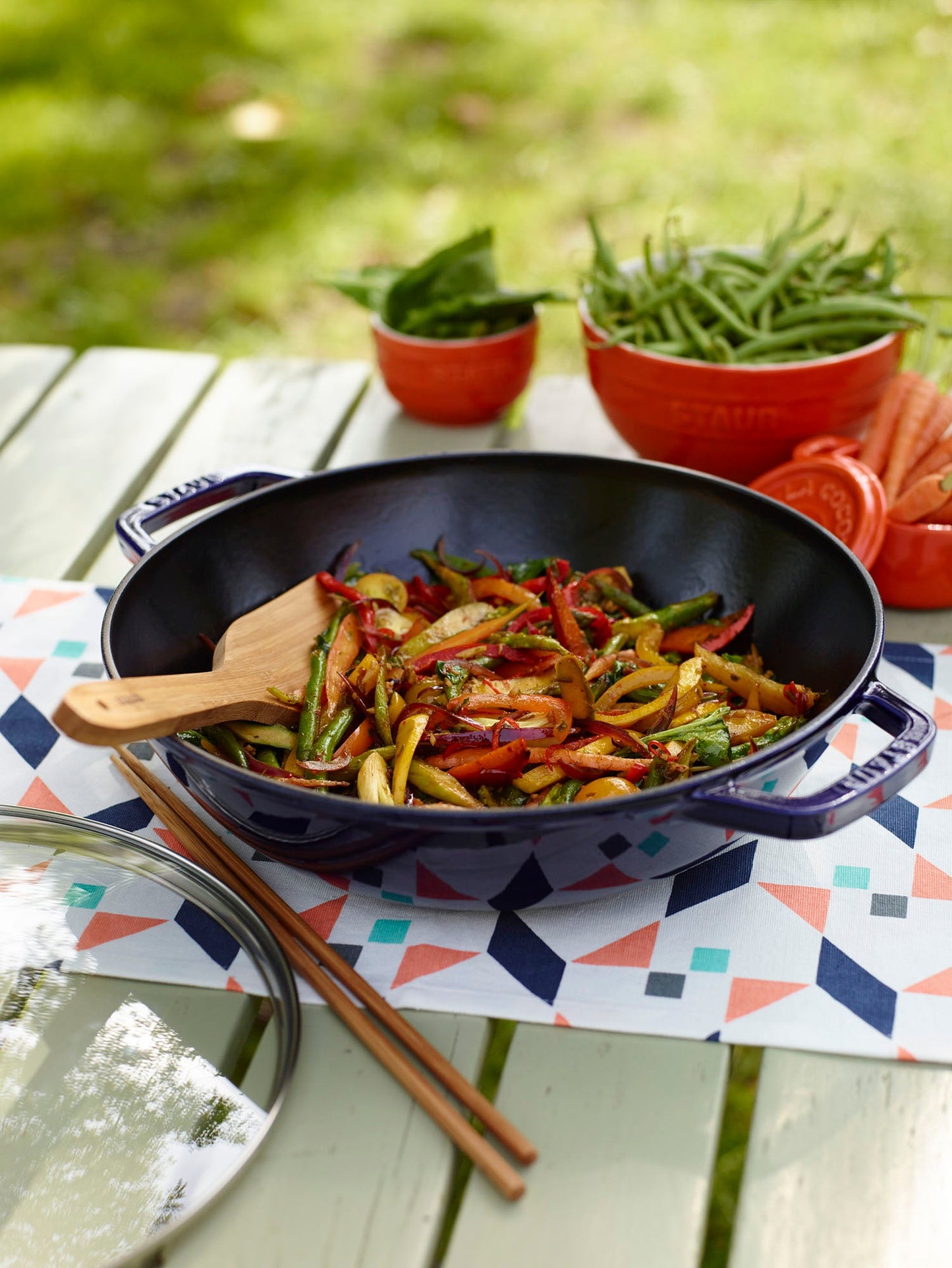 STAUB Specialities 30 cm / 12 inch Cast Iron Perfect Pan / Wok, Dark-Blue
