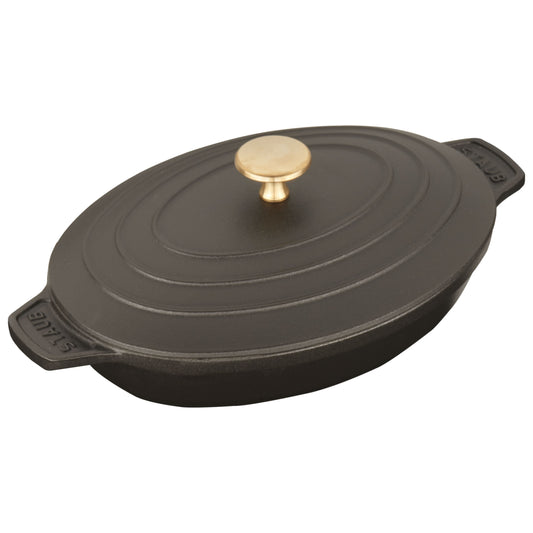 STAUB Specialities 1 L Cast Iron Oval Oven Dish With Lid, Black