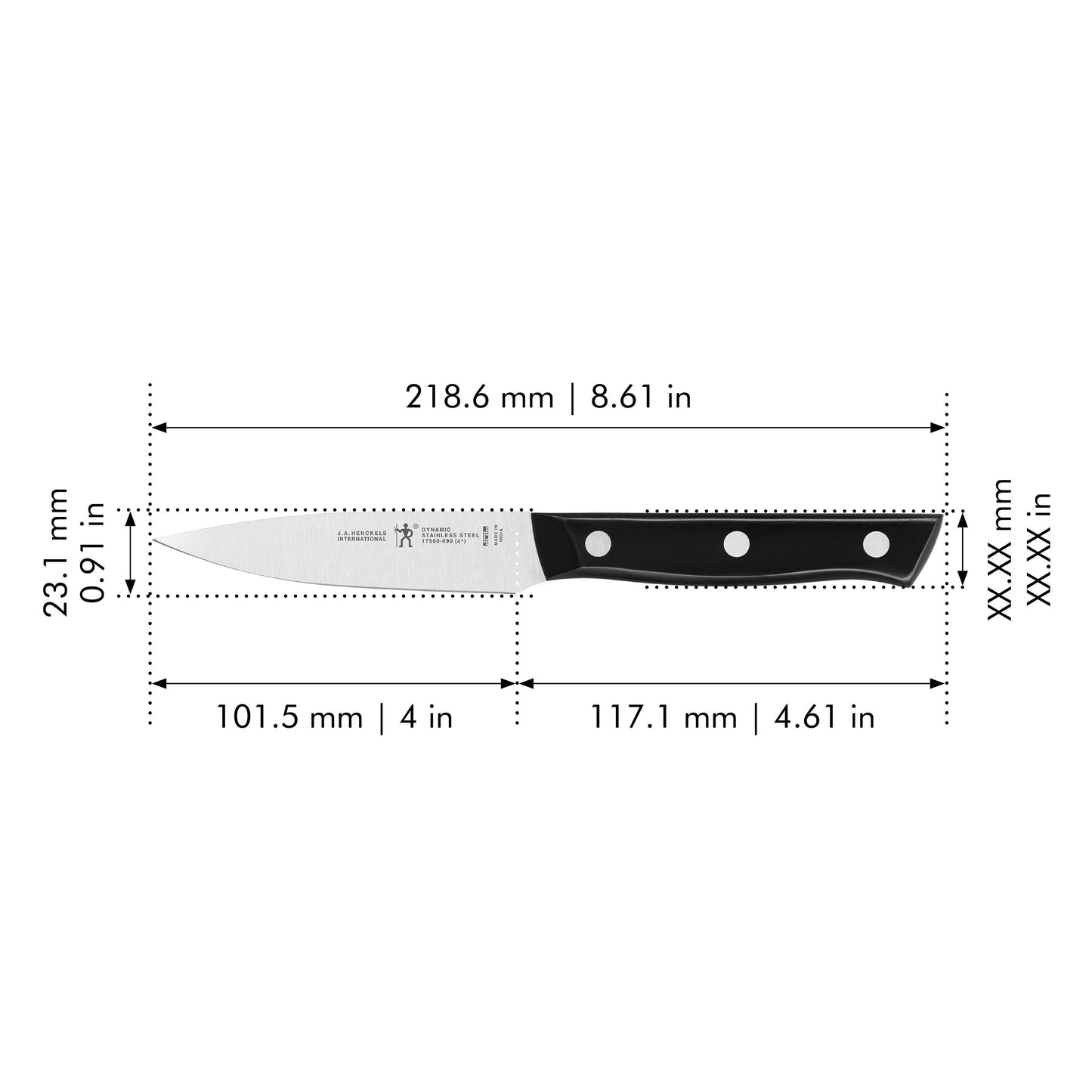 HENCKELS Dynamic 3.5 Inch Paring Knife, Black