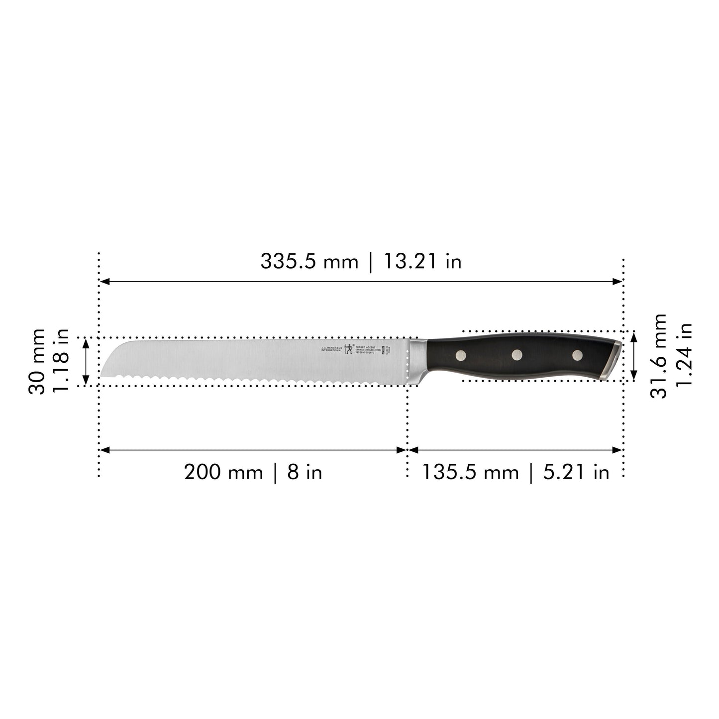 HENCKELS Forged Accent 8 Inch Bread Knife, Black