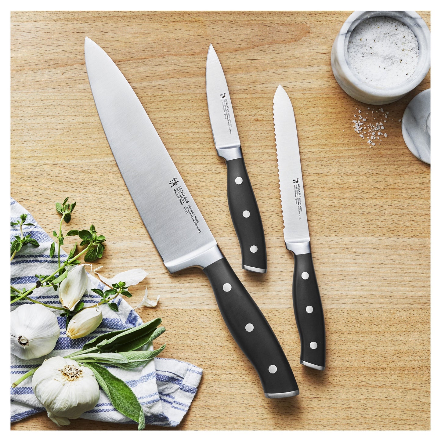 HENCKELS Forged Accent 3 Piece Knife Set, Black