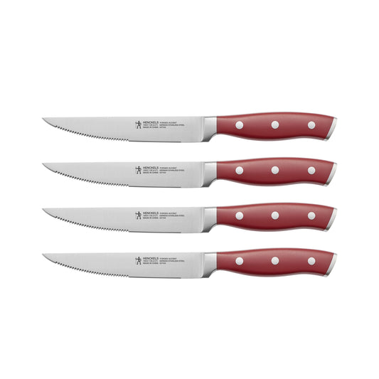 HENCKELS Forged Accent 4 Piece Steak Set, Red