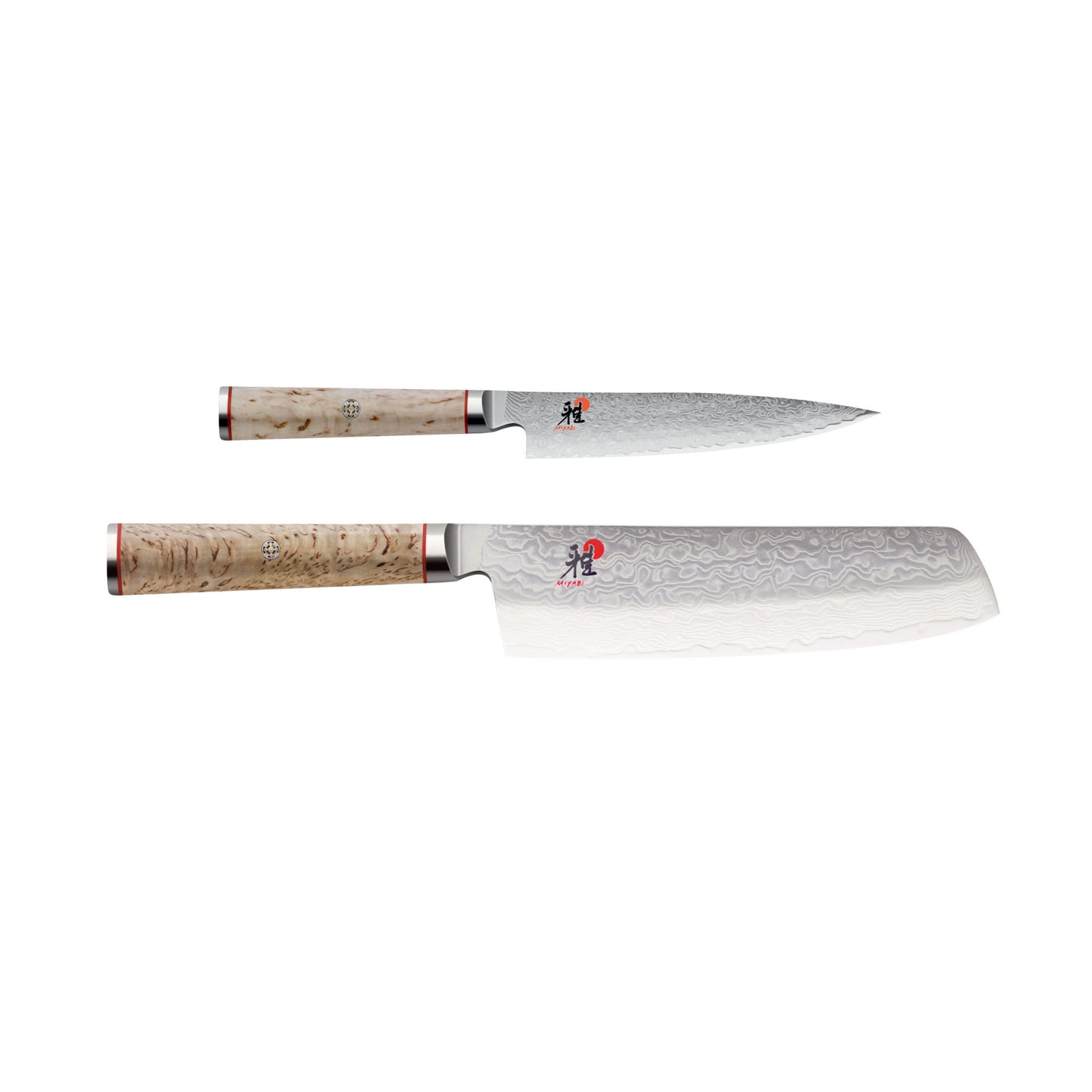 MIYABI 5000 MCD 2 Piece  6.5 Inch Nakiri & 5 Inch Paring Knife, Brown