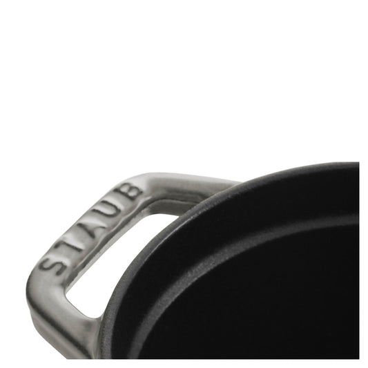 STAUB La Cocotte 1 L Cast Iron Oval Cocotte Pig Lid, Graphite-Grey