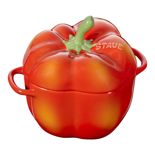 STAUB Ceramique 450 Ml Ceramic Pepper Cocotte, Orange-Red