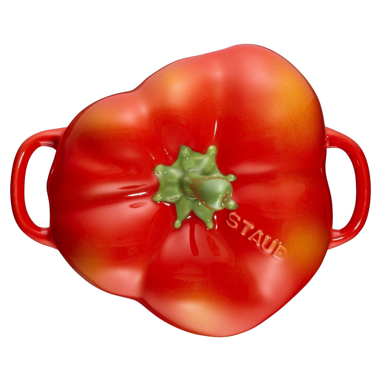 STAUB Ceramique 450 Ml Ceramic Pepper Cocotte, Orange-Red