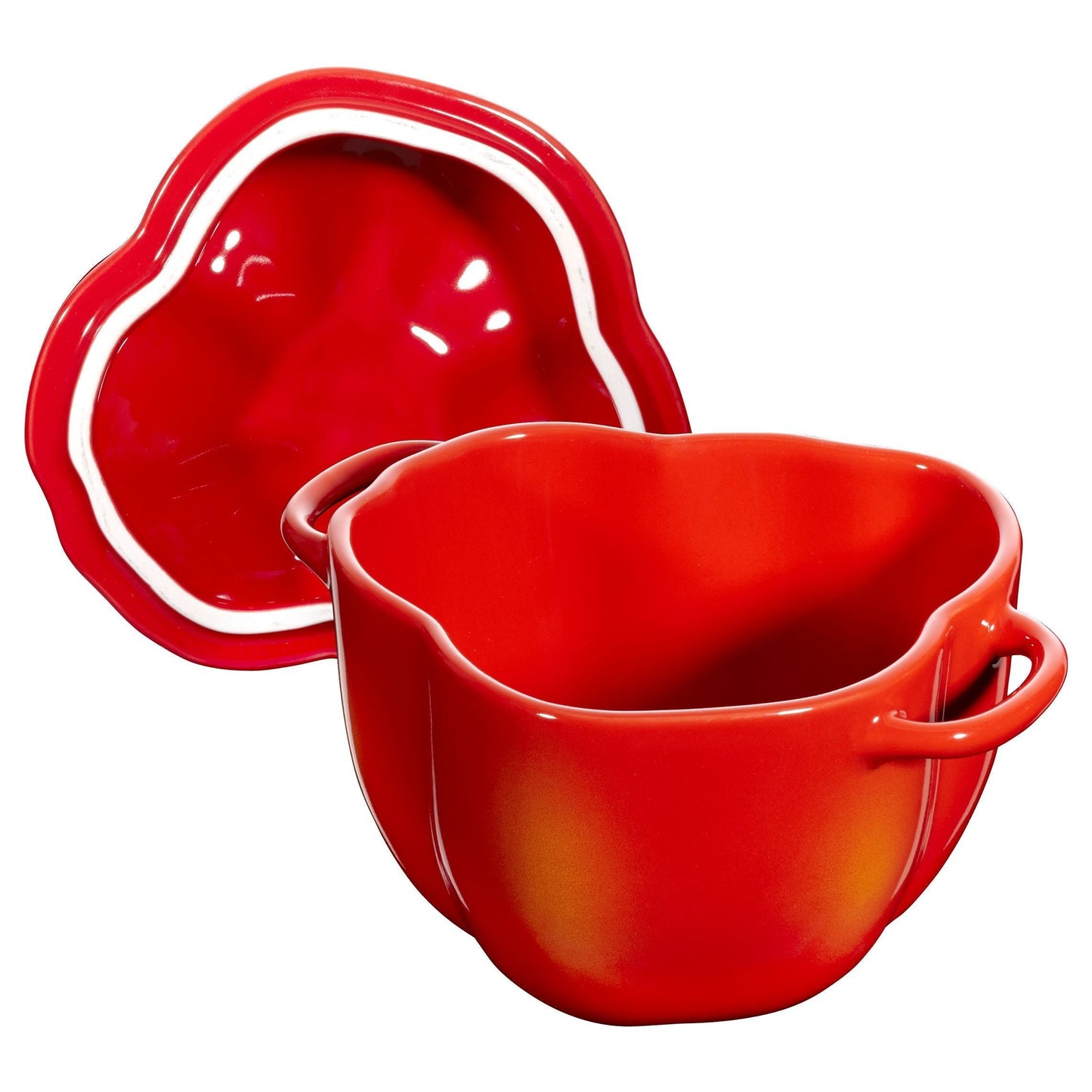 STAUB Ceramique 450 Ml Ceramic Pepper Cocotte, Orange-Red