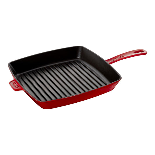 STAUB Grill Pans 30 cm Cast Iron Square American Grill, Cherry