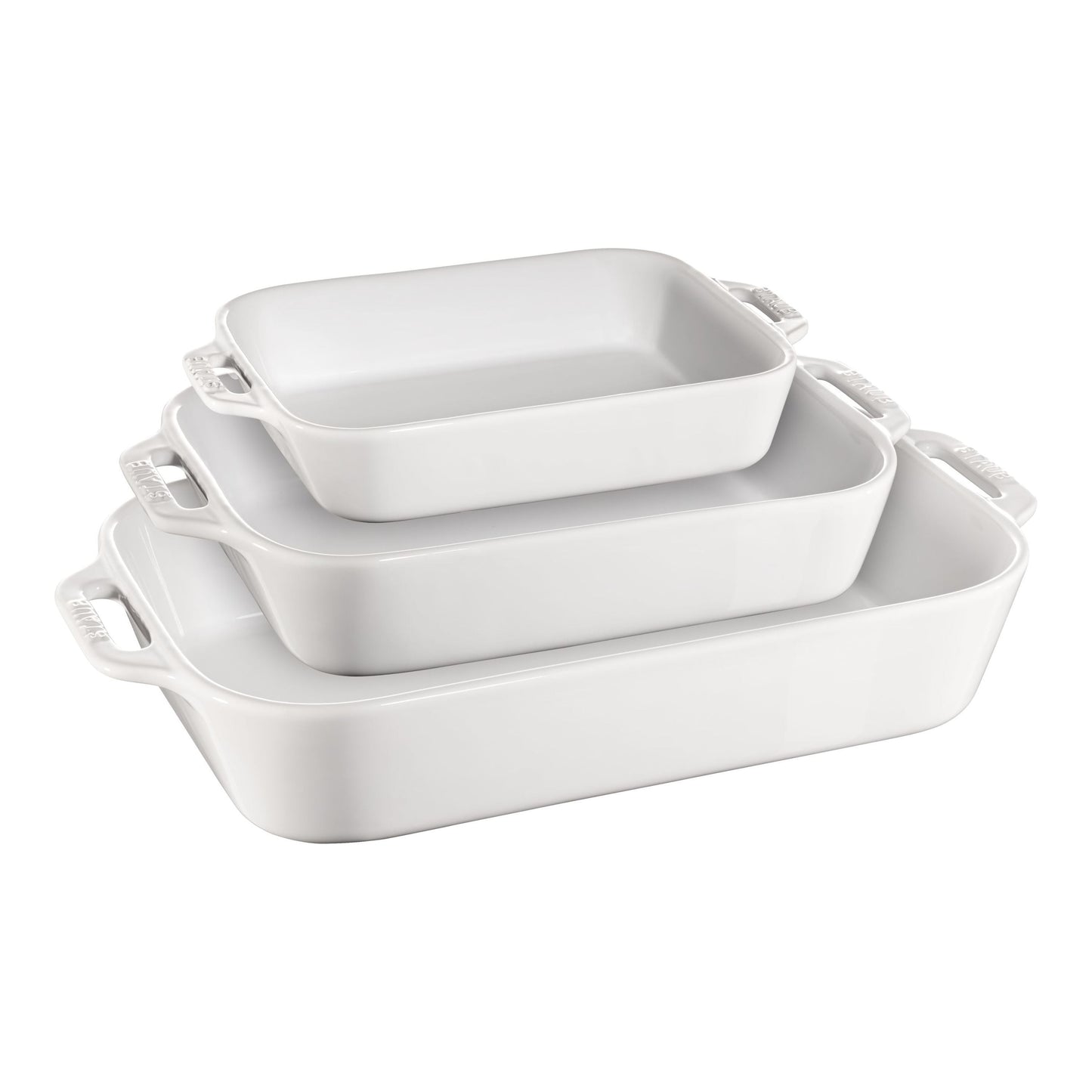 STAUB Ceramique Rectangular Baking Dish Set White 3 Piece