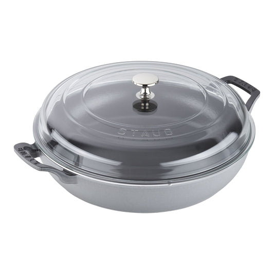 STAUB Braisers 3.5 L Cast Iron Round Heritage Braiser/Sauté Pan, Graphite-Grey