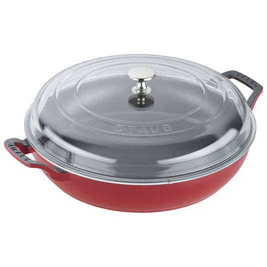 STAUB Braisers 3.5 L Cast Iron Round Heritage Braiser/Sauté Pan, Cherry