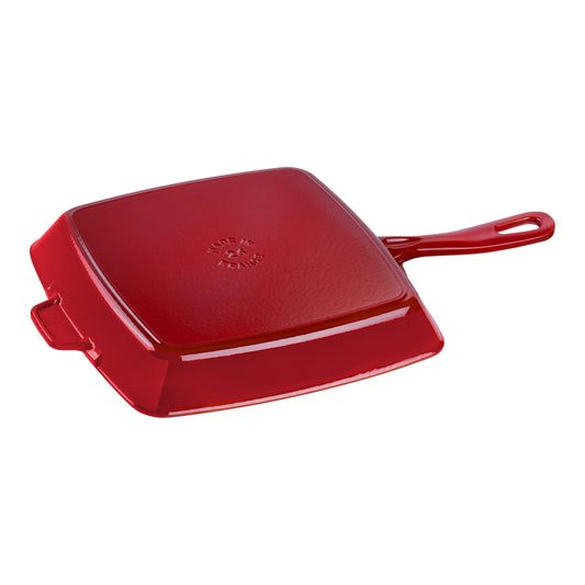 STAUB Grill Pans 26 Cm Cast Iron Square American Grill, Cherry